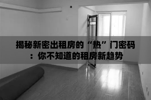 揭秘新密出租房的“热”门密码：你不知道的租房新趋势