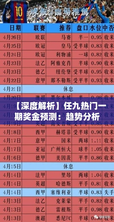 【深度解析】任九热门一期奖金预测:趋势分析及投注策略