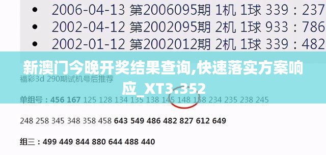 新澳门今晚开奖结果查询,快速落实方案响应_XT3.352