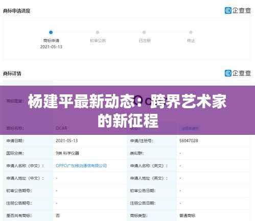 杨建平最新动态：跨界艺术家的新征程
