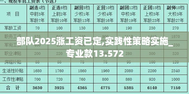 部队2025涨工资已定,实践性策略实施_专业款13.572