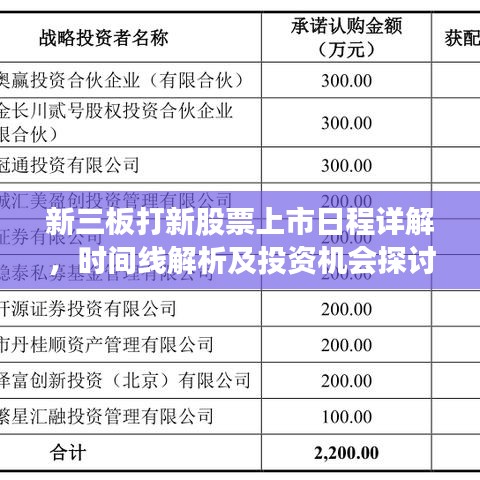 新三板打新股票上市日程详解,时间线解析及投资机会探讨